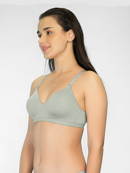 Padded Full Coverage Soft Modal Evryday Bra with Detachable Straps, Hook & Eye Closure - Lee