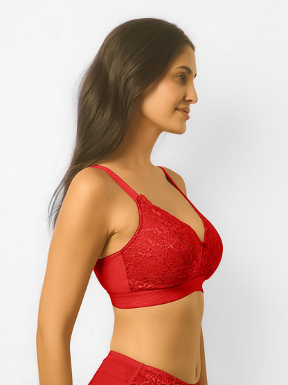 Non-Padded Wirefree High Coverage Lace Bridal Bra with Adjustable Straps and U-Back – LINER