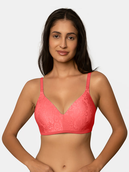 Padded Wirefree Full Coverage Nylon Elastane Fashion Bra with Detachable Adjustable Straps – LUMI