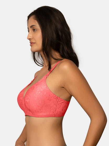 Padded Wirefree Full Coverage Nylon Elastane Fashion Bra with Detachable Adjustable Straps – LUMI