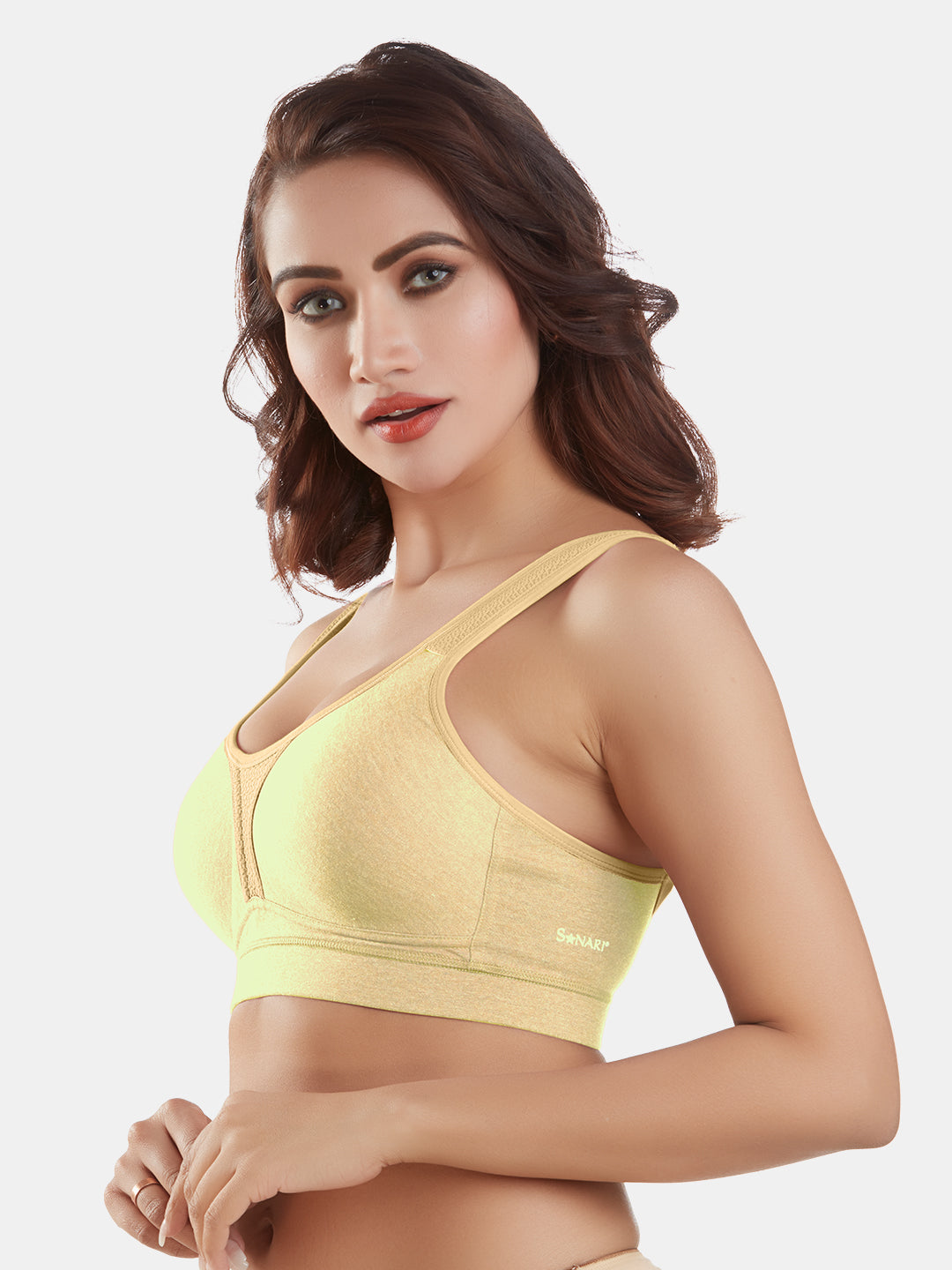 Lightly-Padde-Non-Wired-Sports-Bra-Full-Coverage-Supremo-Nude-Left