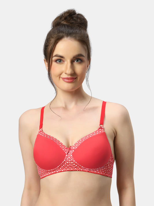 Lightly-Padded-Bra-with-Non-Wired-Seamless-Design-Charmis-Red-Front