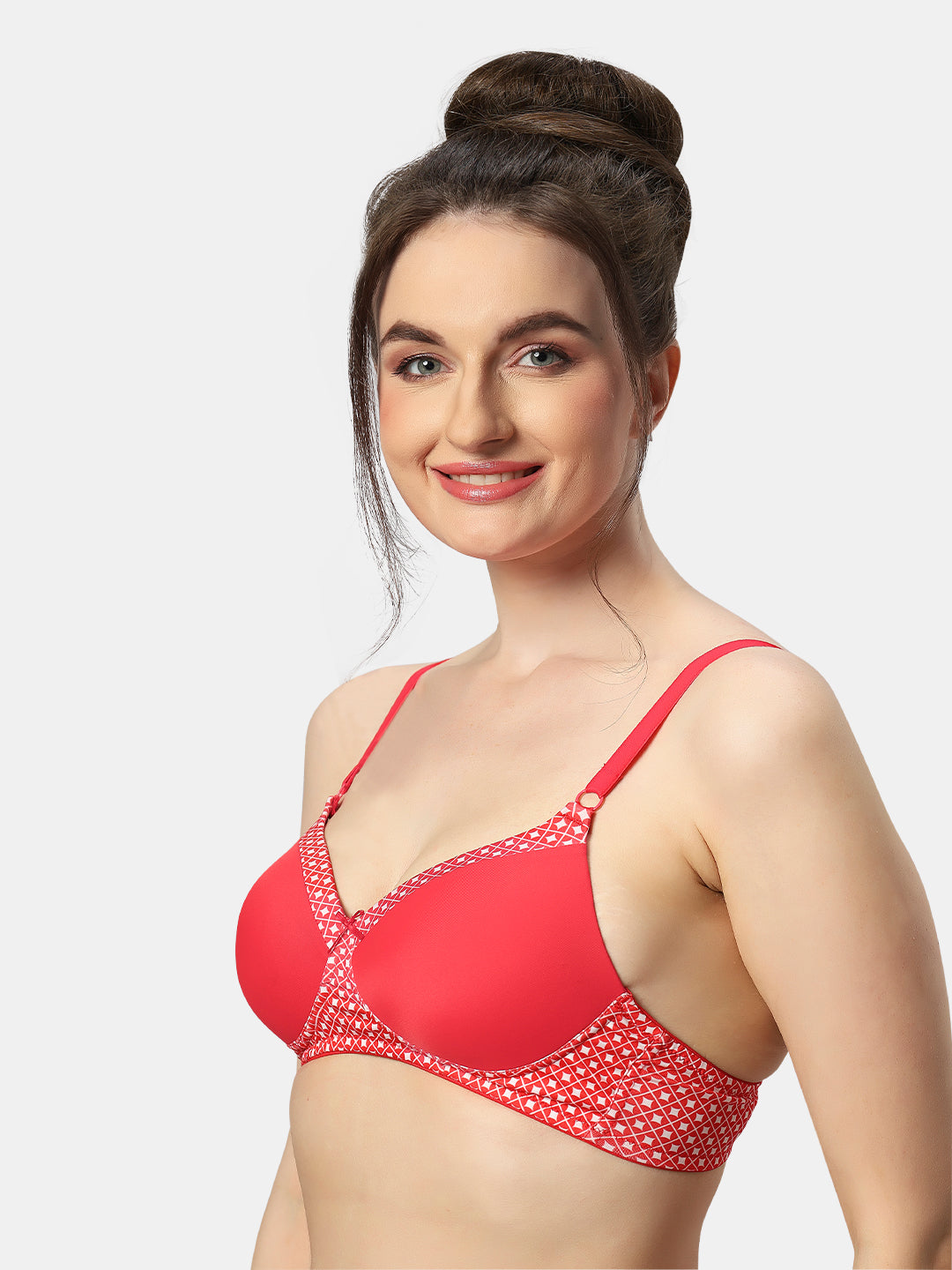 Lightly-Padded-Bra-with-Non-Wired-Seamless-Design-Charmis-Red-Left