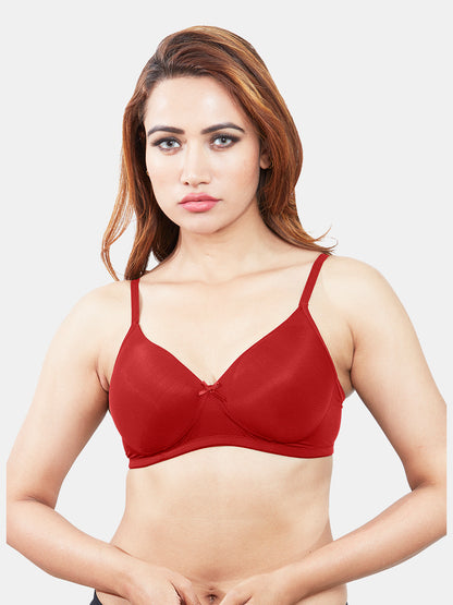 Lightly-Padded-Non-Wired-T-shirt-Bra-Moderate-Coverage–Coco-Red-Front