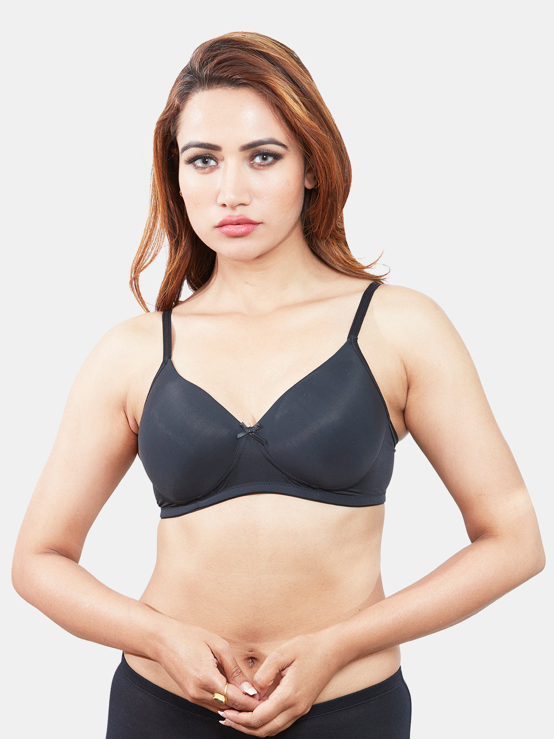 Lightly-Padded-Non-Wired-T-shirt-Bra-Moderate-Coverage–Yana-Black-Front