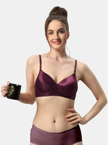 Lightly-Padded-T-Shirt-Bra-with-Convertible-Foram-Wine-Front