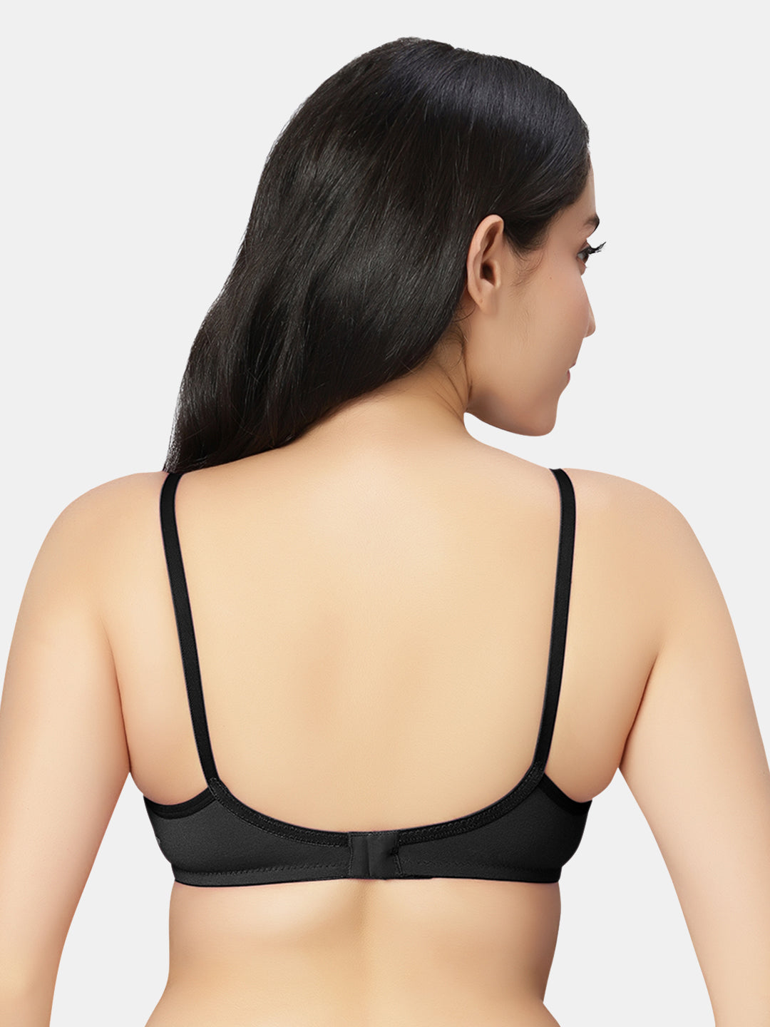 Lightly-Padded-T-Shirt-Bra-with-Wireless-Design-007-Black-Back