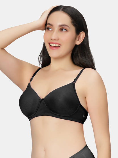 Lightly-Padded-T-Shirt-Bra-with-Wireless-Design-007-Black-Left