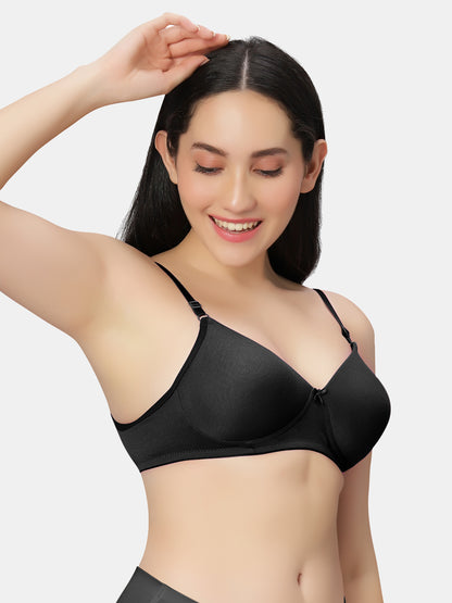 Lightly-Padded-T-Shirt-Bra-with-Wireless-Design-007-Black-Right