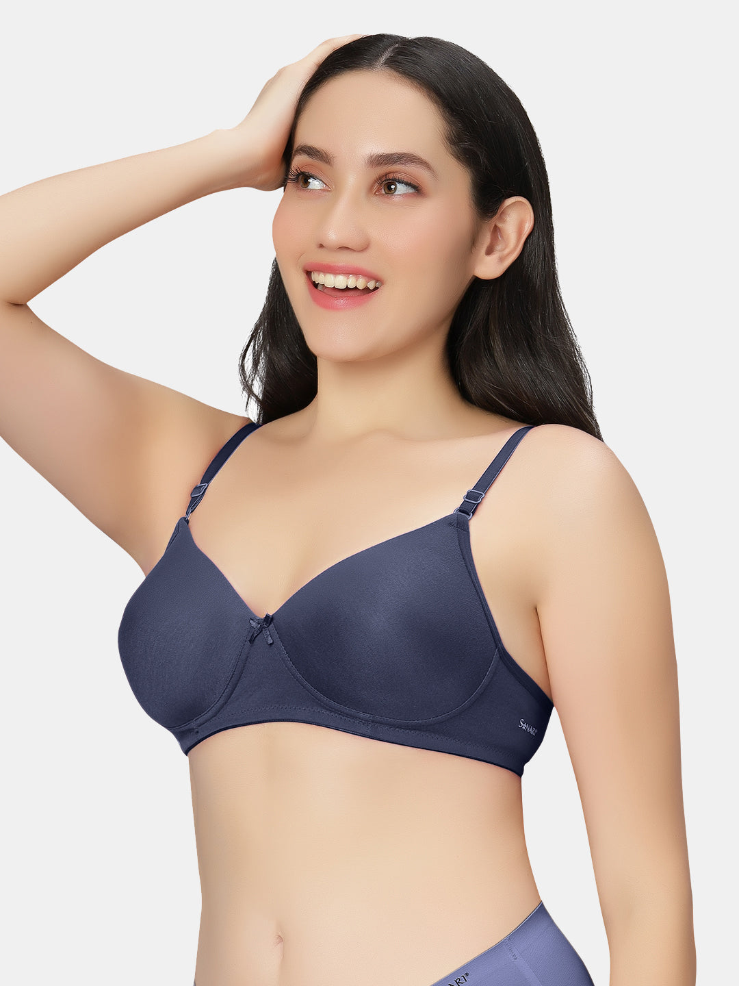 Lightly-Padded-T-Shirt-Bra-with-Wireless-Design-007-Navy-Left