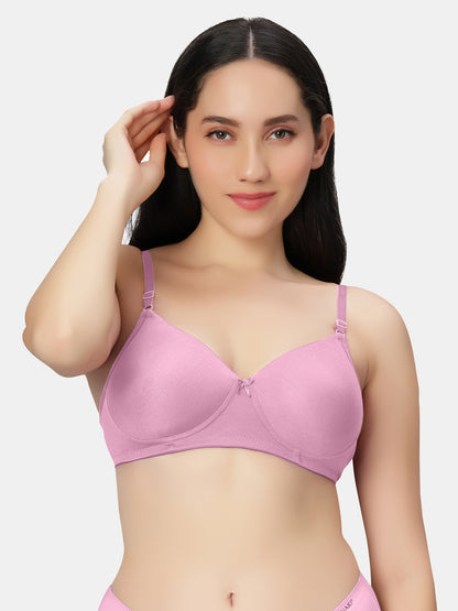 Lightly-Padded-T-Shirt-Bra-with-Wireless-Design-007-Pink-Front