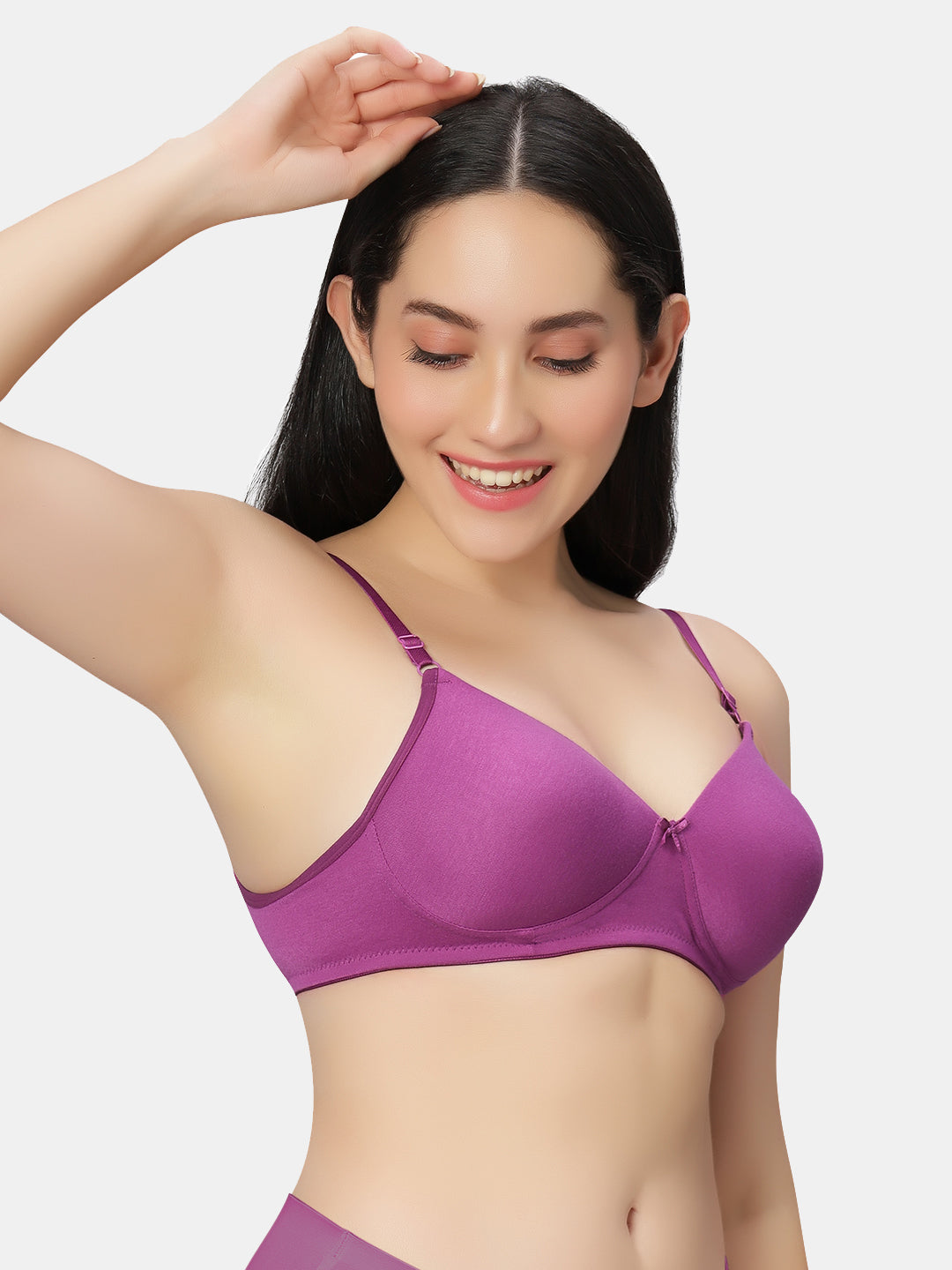 Lightly-Padded-T-Shirt-Bra-with-Wireless-Design-007-Purple-Right