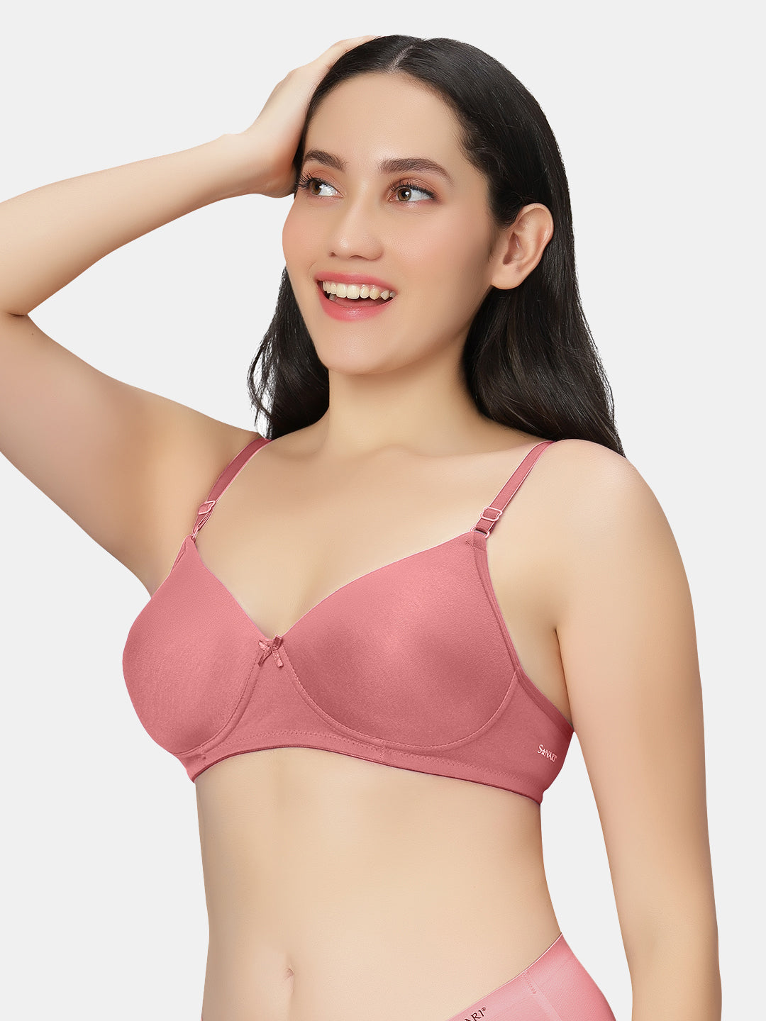 Lightly-Padded-T-Shirt-Bra-with-Wireless-Design-007-Rosepink-Left