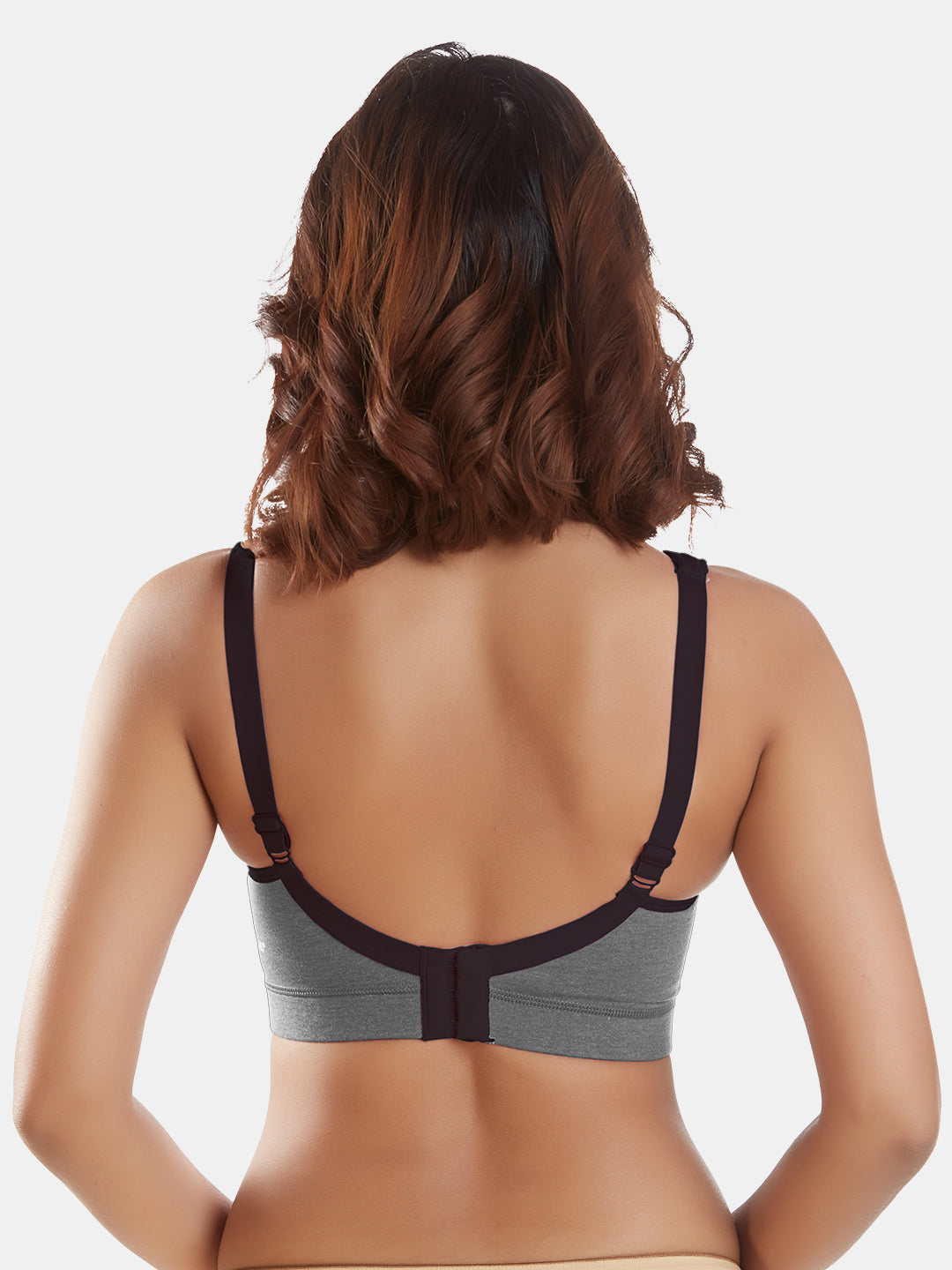 Lightly-Padded-Wirefree-Cotton-Polyester-Full-Coverage-Sports-Bra-with-Adjustable-Straps-Supremo-Grey-Back