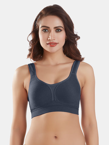 Moulded Wirefree Cotton Polyester Full-Coverage Sports Bra with