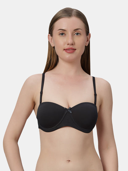 Heavily Padded Wired Cotton-Spandex Medium-Coverage Multiway Fashion Bra with Detachable Transparent Straps – Magica