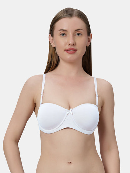 Heavily Padded Wired Cotton-Spandex Medium-Coverage Multiway Fashion Bra with Detachable Transparent Straps – Magica