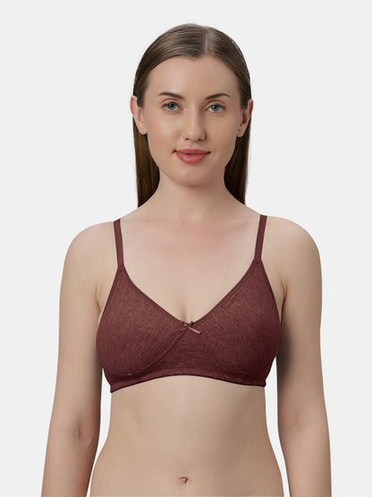 Medium Coverage Non Wired Non Padded Polyester Cotton Everyday Bra with Seamless Cups - Smile