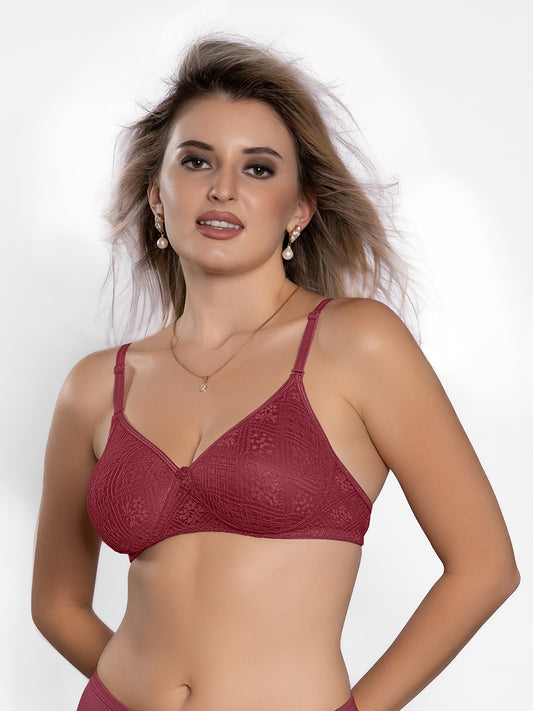 Lightly Padded Wirefree Moderate Coverage Net Bra with Lace Detailing – SCOTCH