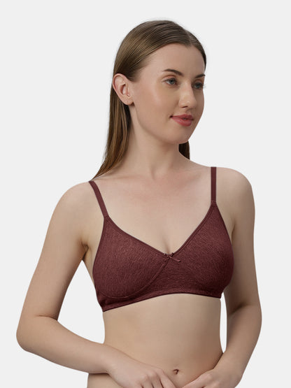 Medium Coverage Non Wired Non Padded Polyester Cotton Everyday Bra with Seamless Cups - Smile