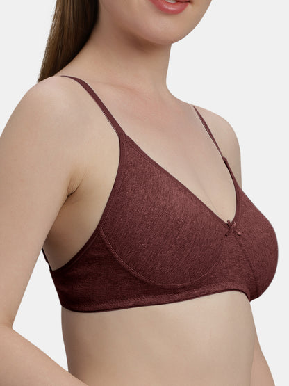 Medium Coverage Non Wired Non Padded Polyester Cotton Everyday Bra with Seamless Cups - Smile