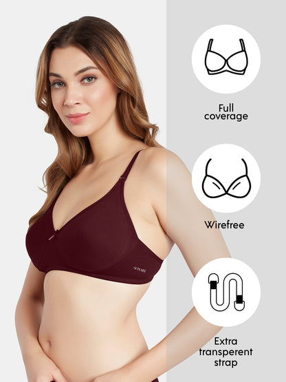 Non Padded Wirefree Cotton Polyester Moderate Coverage Minimizer Bra with Detachable Straps – CATWALK