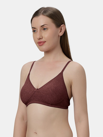 Medium Coverage Non Wired Non Padded Polyester Cotton Everyday Bra with Seamless Cups - Smile