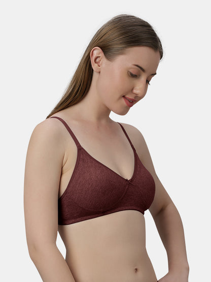 Medium Coverage Non Wired Non Padded Polyester Cotton Everyday Bra with Seamless Cups - Smile