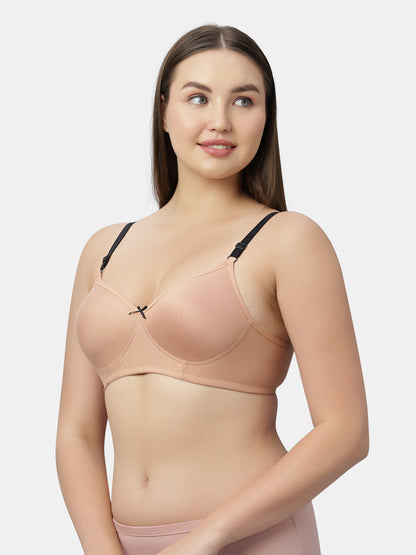 Polyster Spandex T Shirt Bra Medium Coverage Lightly Padded | Wire Free Adjustable Straps - Maya