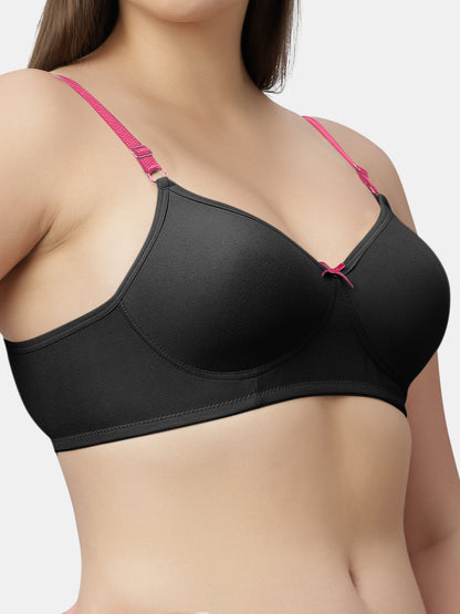 Polyster Spandex T Shirt Bra Medium Coverage Lightly Padded | Wire Free Adjustable Straps - Maya