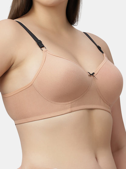 Polyster Spandex T Shirt Bra Medium Coverage Lightly Padded | Wire Free Adjustable Straps - Maya