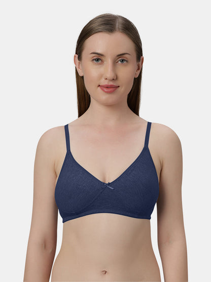 Medium Coverage Non Wired Non Padded Polyester Cotton Everyday Bra with Seamless Cups - Smile