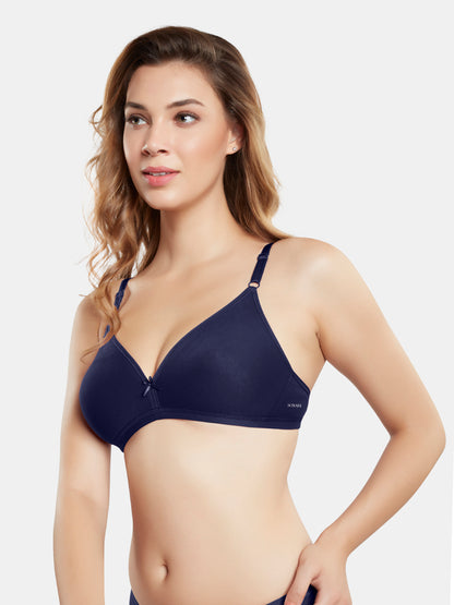 Non Padded Wirefree Medium Coverage Polyester Cotton Everyday Bra with Adjustable Straps – OMANIA