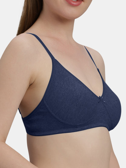 Medium Coverage Non Wired Non Padded Polyester Cotton Everyday Bra with Seamless Cups - Smile