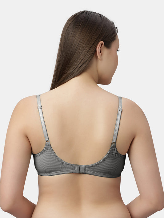 Medium Coverage Nylon Spandex Bra Lace Bra | Non Padded Wire Free Adjustable Straps - Nino