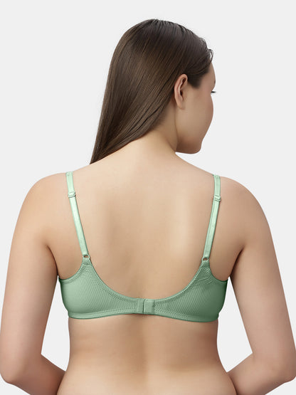 Medium Coverage Nylon Spandex Bra Lace Bra | Non Padded Wire Free Adjustable Straps - Nino