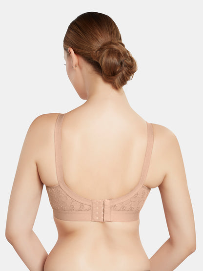 Non-Padded Wirefree Pure Cotton Full Coverage Embroidered Bra with Adjustable Straps – CELINA