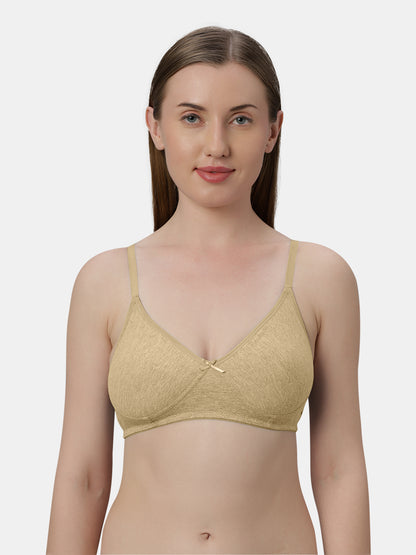 Medium Coverage Non Wired Non Padded Polyester Cotton Everyday Bra with Seamless Cups - Smile