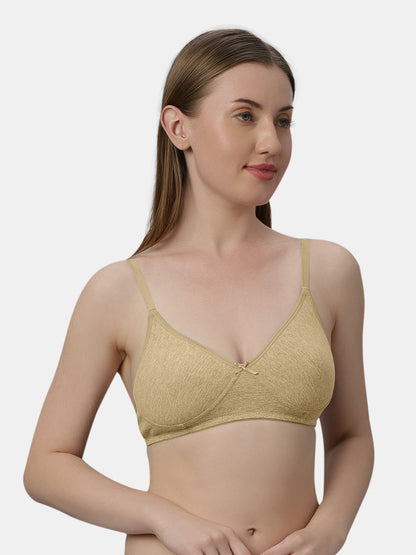 Medium Coverage Non Wired Non Padded Polyester Cotton Everyday Bra with Seamless Cups - Smile