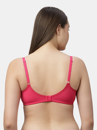 Medium Coverage Nylon Spandex Lace Fashion Bra | Non Padded Seamed Cups Wire Free Adjustable Straps - Nysh