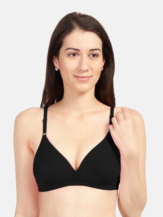 Non-Padded-Cotton-Polyester-Bras-Omania-Black-Front