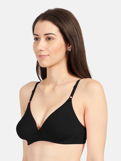 Non-Padded-Cotton-Polyester-Bras-Omania-Black-Left