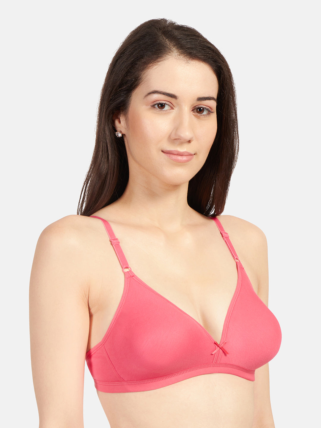 Non-Padded-Cotton-Polyester-Bras-Omania-Coral-Left