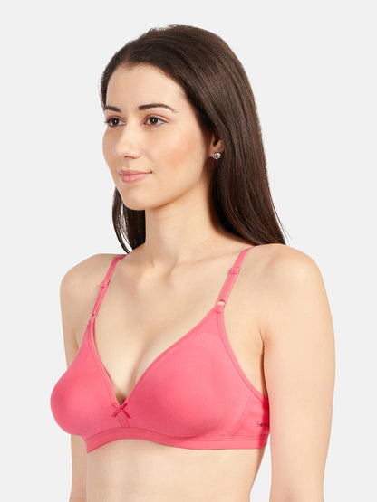 Non-Padded-Cotton-Polyester-Bras-Omania-Coral-Right