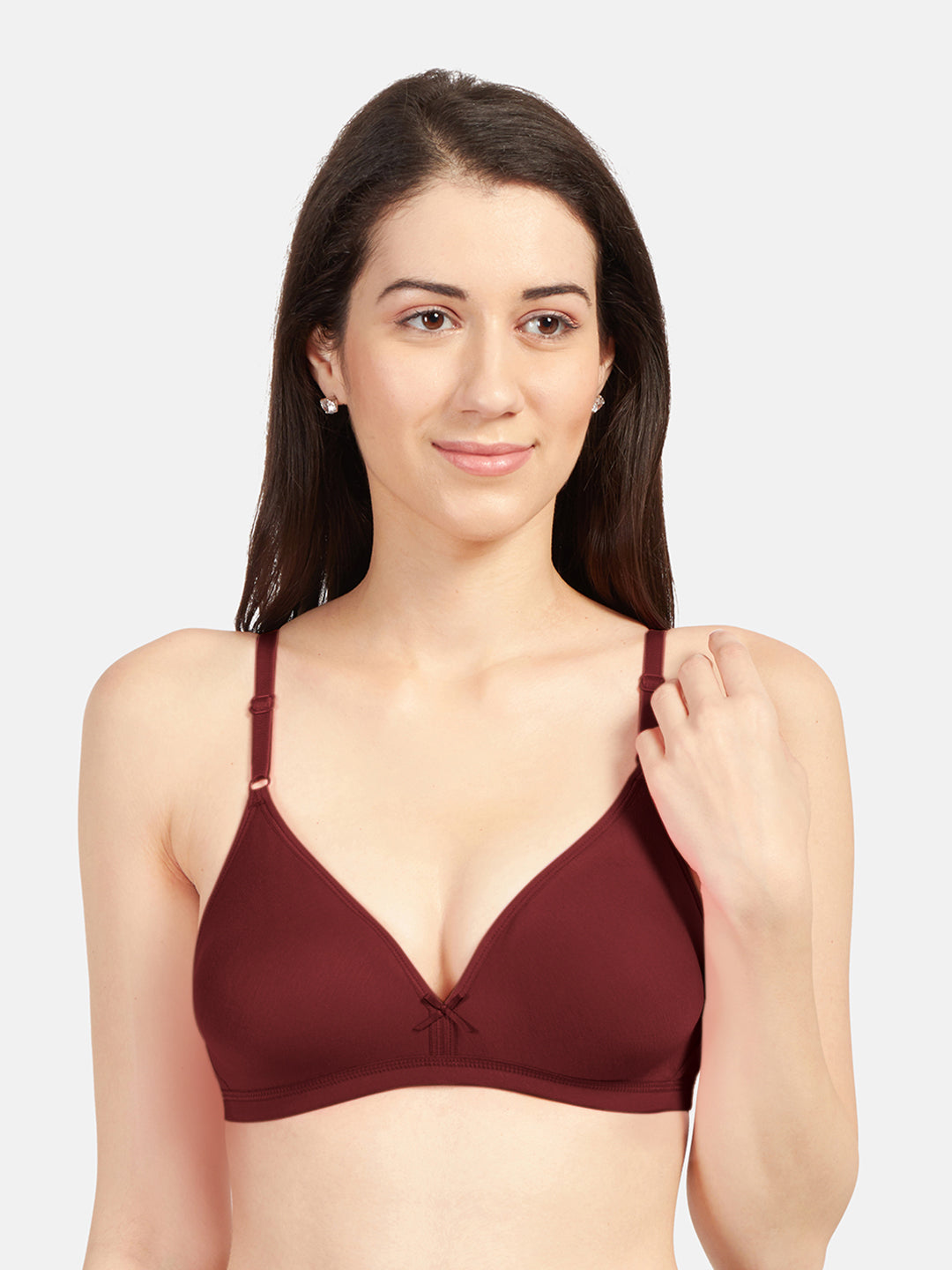 Non-Padded-Cotton-Polyester-Bras-Omania-Maroon-Front