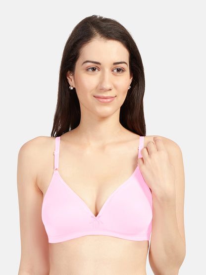 Non-Padded-Cotton-Polyester-Bras-Omania-Pink-Front