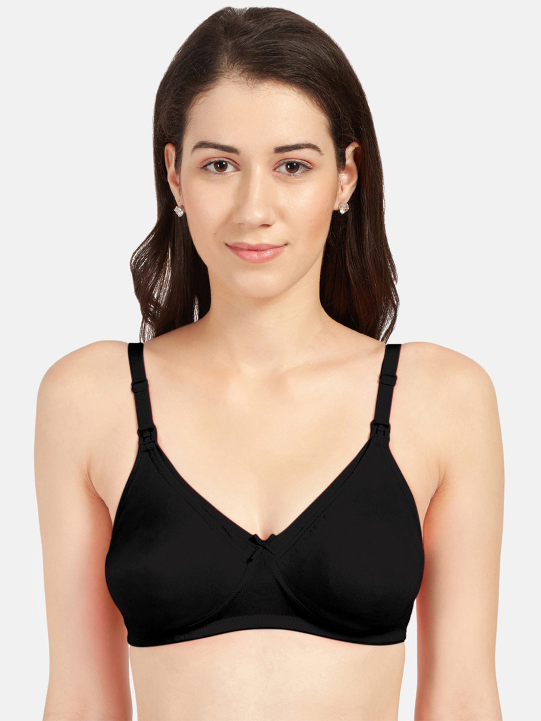Non-Padded-Full-Coverage-Cotton-Maternity-Bra-with-Press-Button-Feeding-Opening-Babycare-black-front


