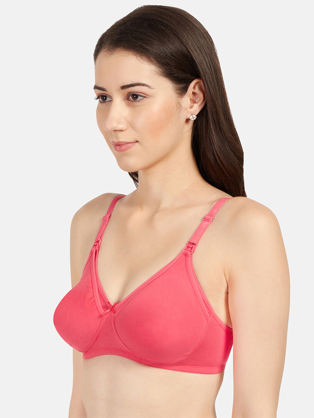 Non-Padded-Full-Coverage-Cotton-Maternity-Bra-with-Press-Button-Feeding-Opening-Babycare-coral-left