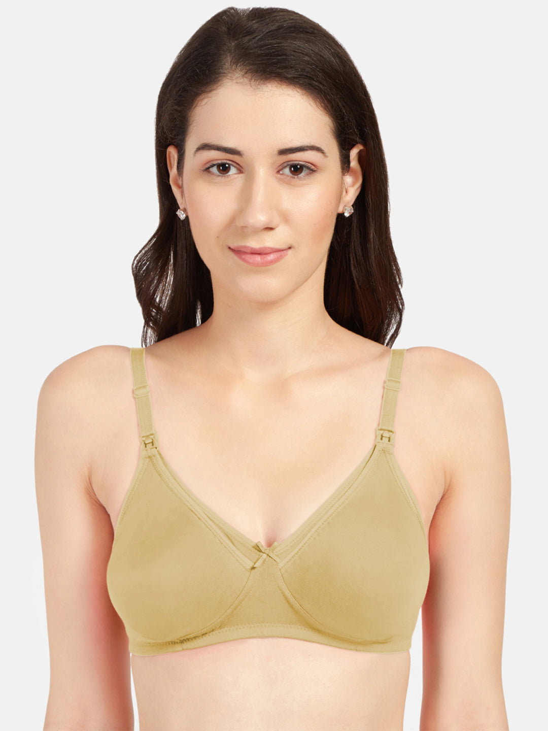 Non-Padded-Full-Coverage-Cotton-Maternity-Bra-with-Press-Button-Feeding-Opening-Babycare-nude-front

