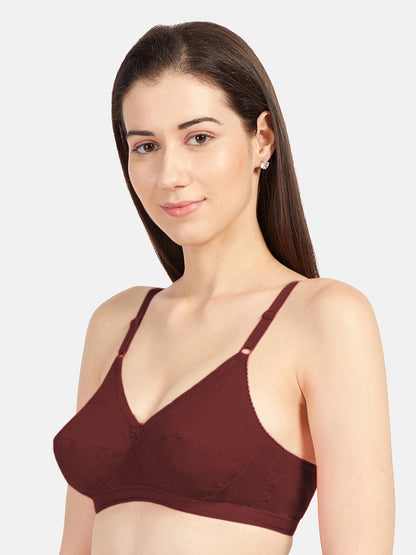 Non-Padded-Non-Wired-Cotton-Bra-with-High-Coverage-Embroidered-Design-and-Adjustable-Straps-Alpha-Maroon-Left